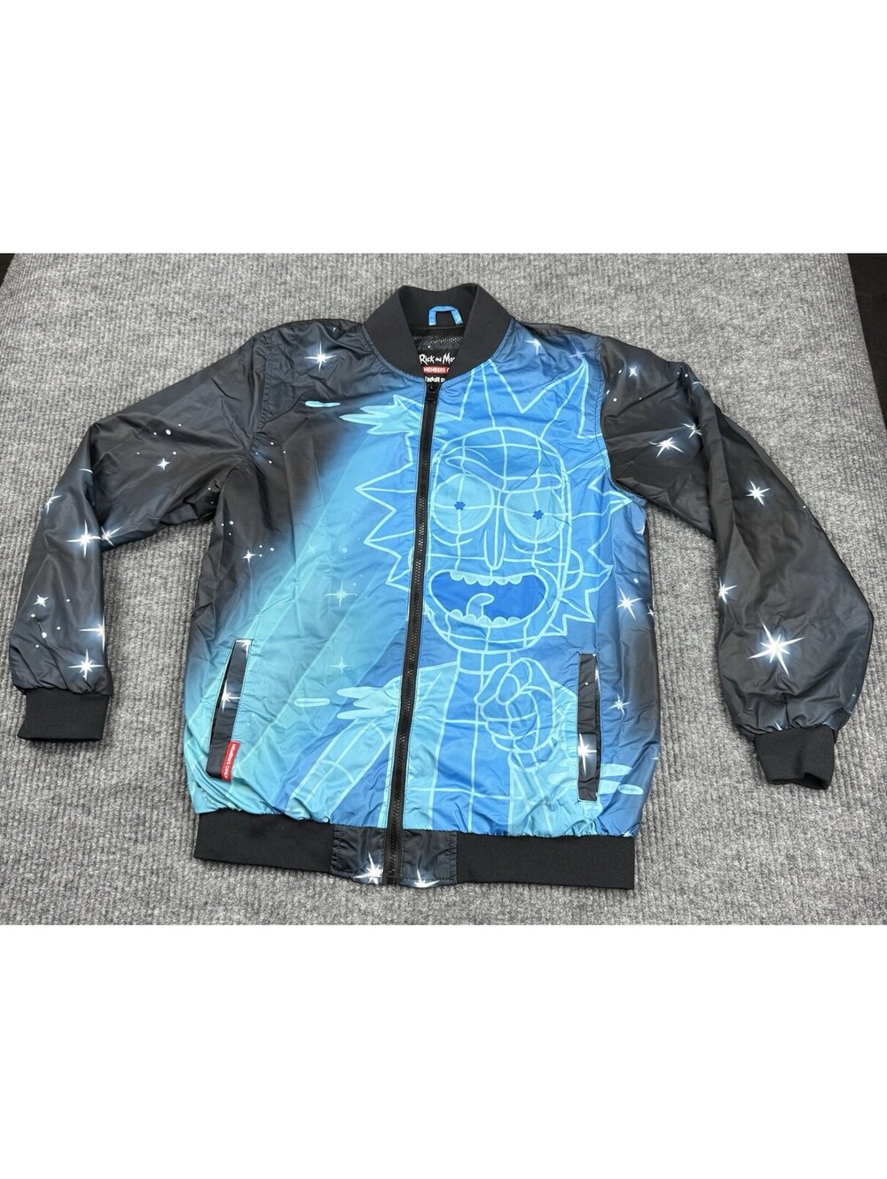 Members Only Rick and Morty Jacket Mens S Adult Swim Bomber Graphic Full Zip